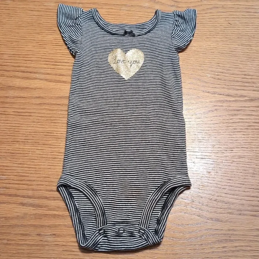 Carter's 9 Month Baby Short Sleeve Onesies Black White Gold